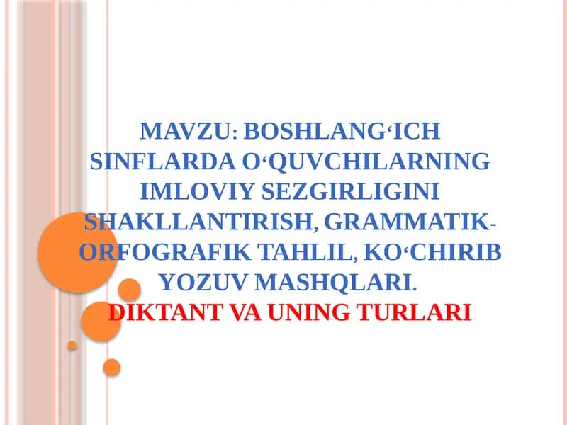 Imloviy malaka va diktant turlari