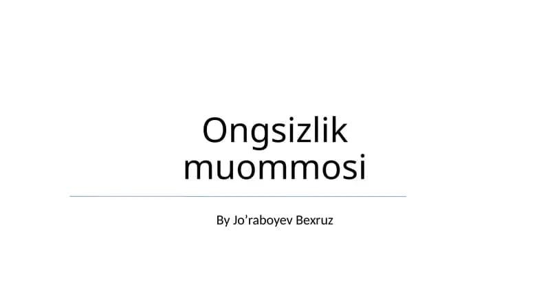Ongsizlik muommosi