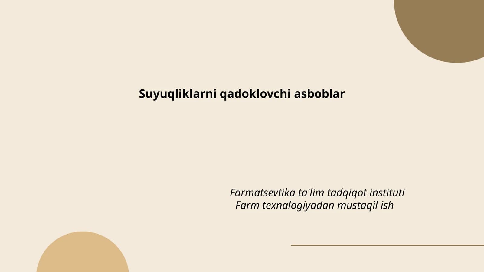 Suyuqliklarni qadoqlash texnologiyalari