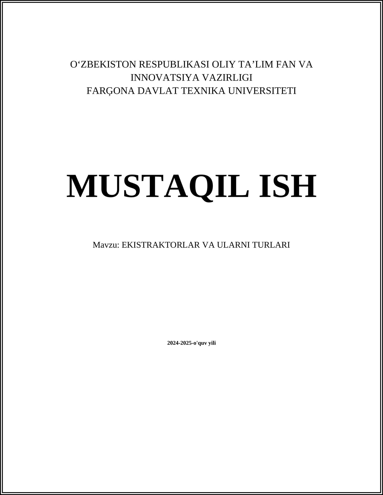 Ekstraktorlar va ularni turlari