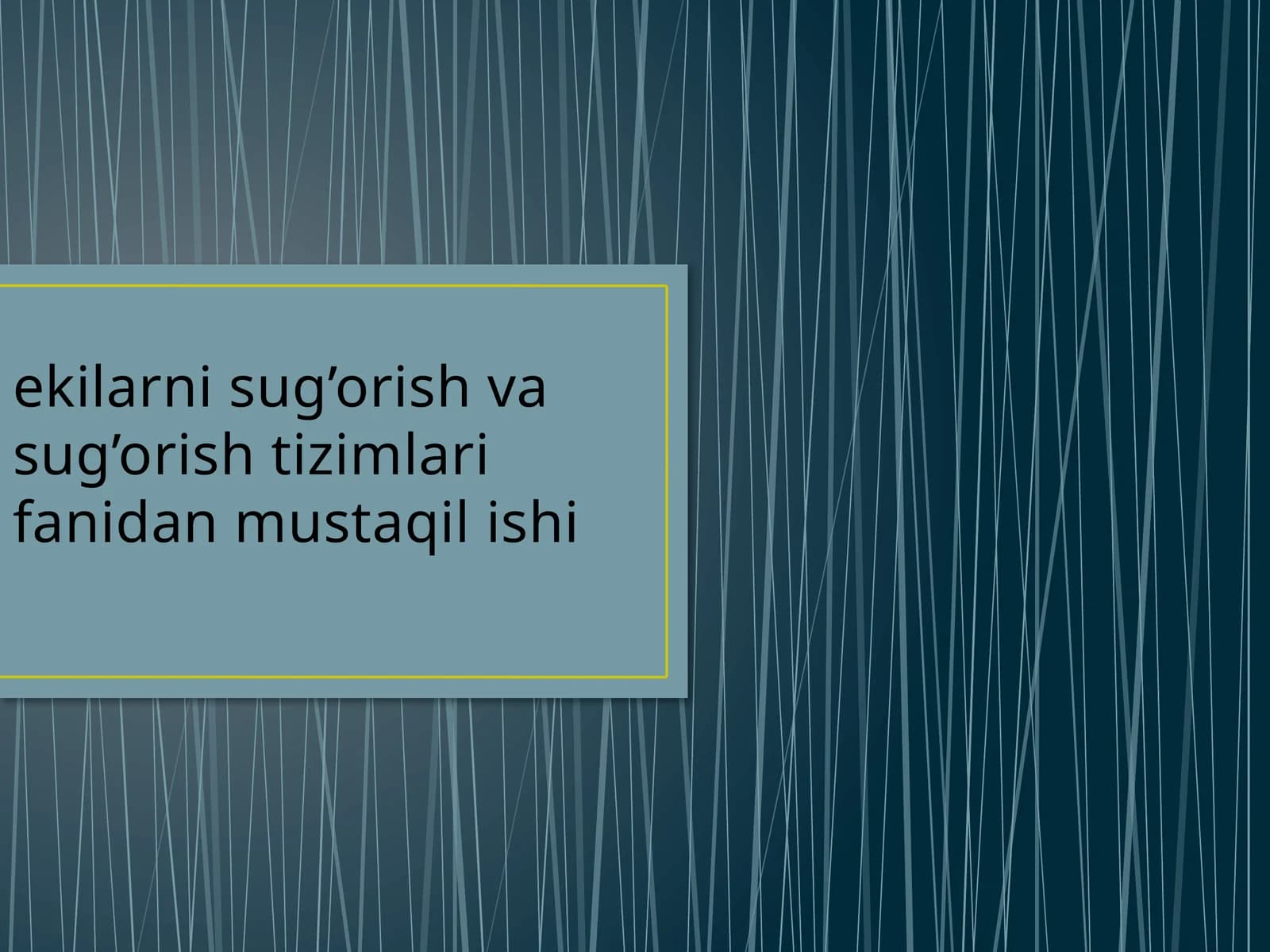 Sug’oriladigan maydonlarni tekislash