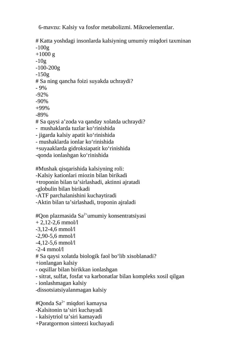 Kalsiy va fosfor metabolizmi