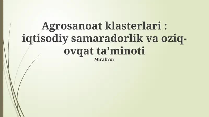 Agro-sanoat klasterlari