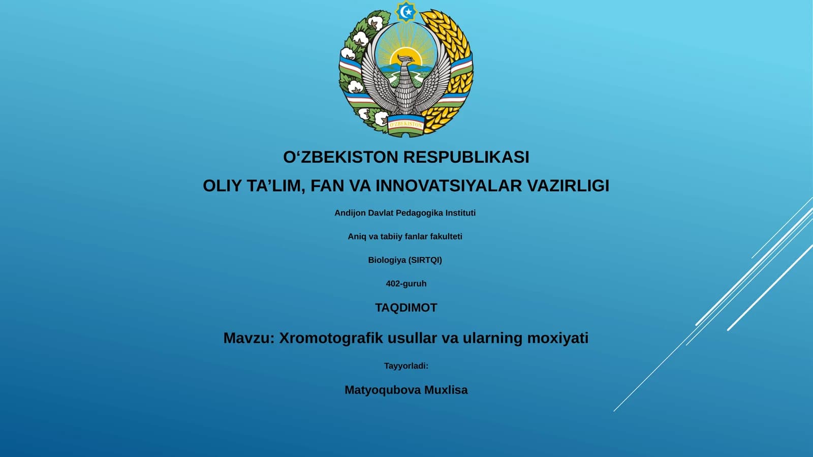 Xromotografik usullar va ularning moxiyati