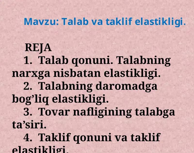 Talab va taklif elastikligi