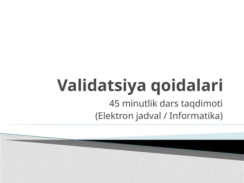 Validatsiya qoidalari