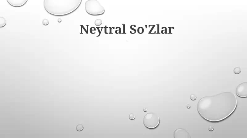 Neytral So'Zlar
