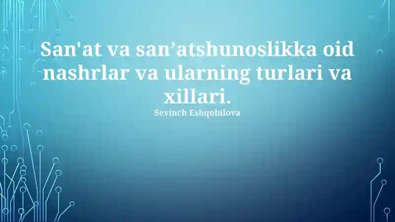 San'at va San'at Tarixi Adabiyotlari