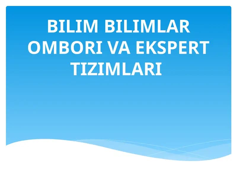 BILIM BILIMLAR OMBORI VA EKSPERT TIZIMLARI