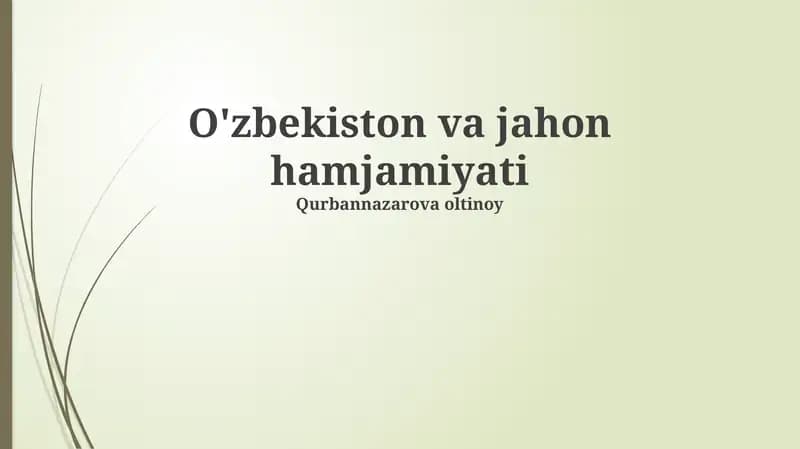 O'zbekiston va jahon hamjamiyati