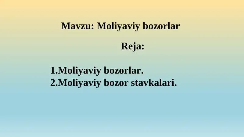 Moliyaviy bozorlar