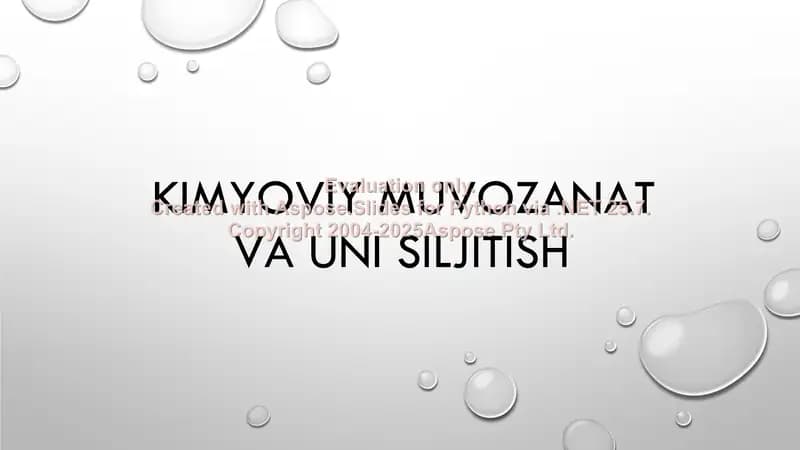 Kimyoviy muvozanat va uni siljitish
