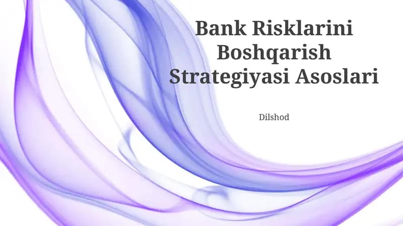 Bank Risklarini Boshqarish Strategiyasi Asoslari