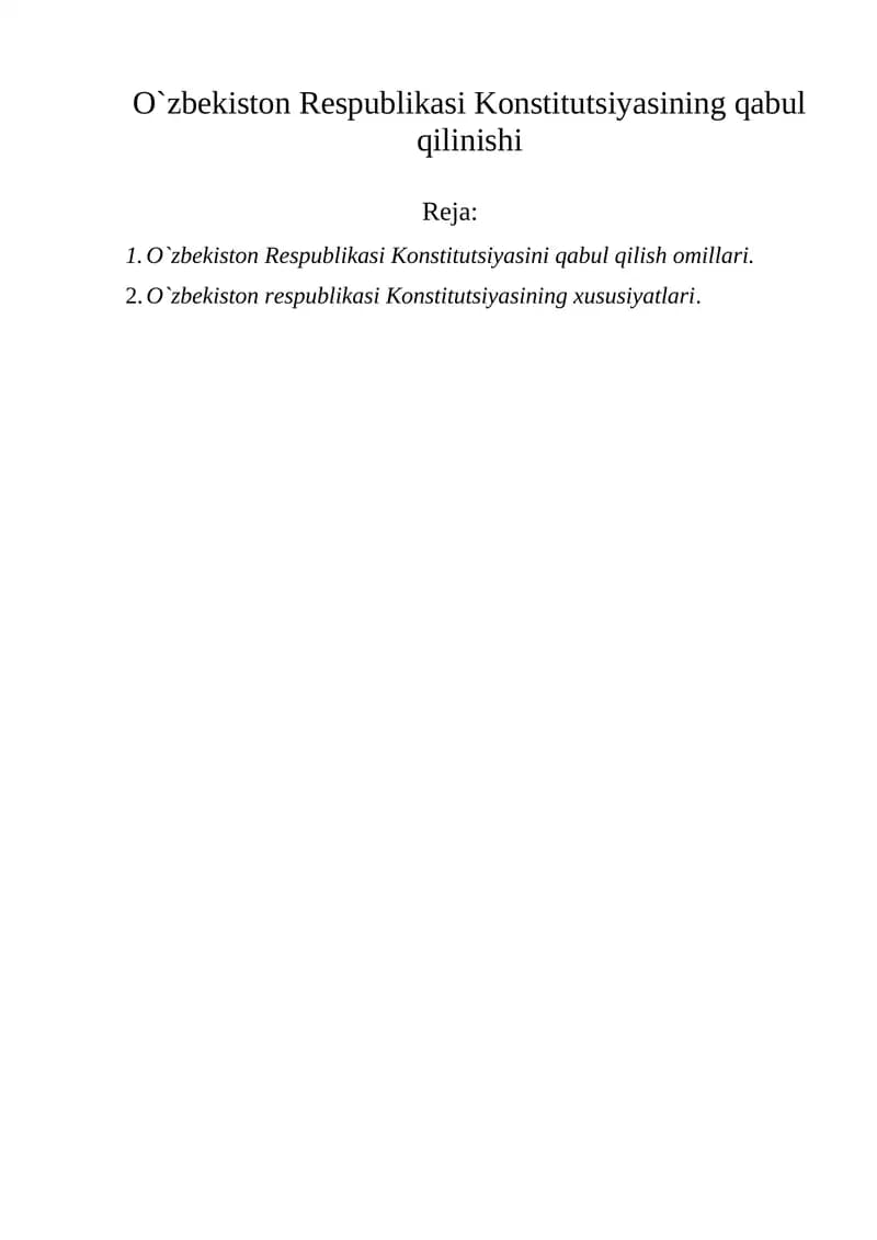 O'zbekiston Respublikasi Konstitutsiyasi