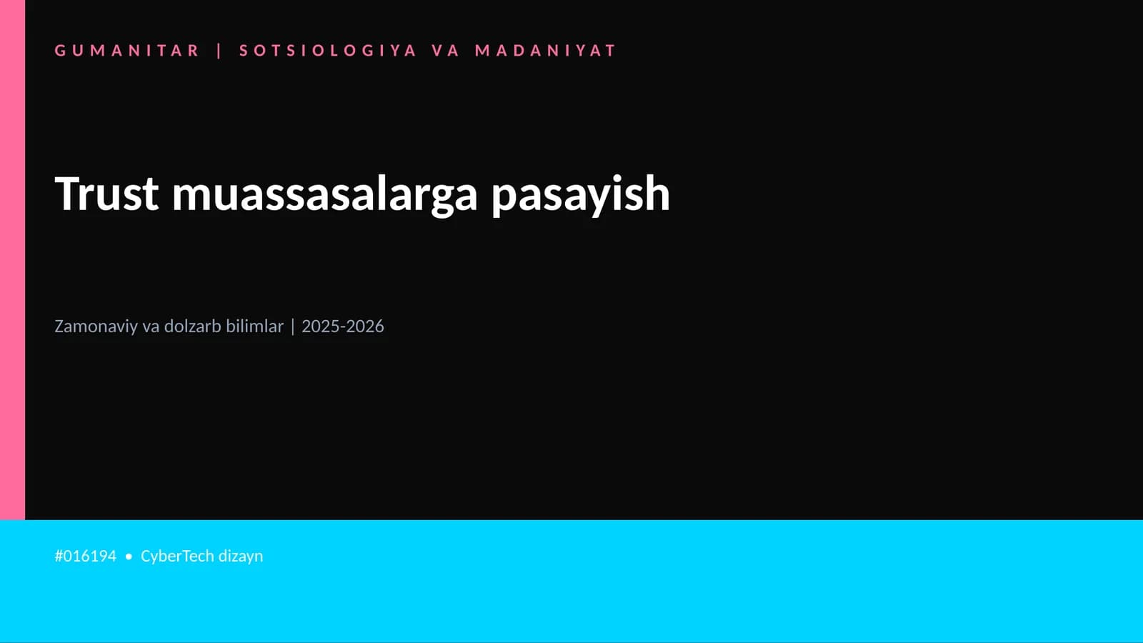 Trust muassasalarga pasayish