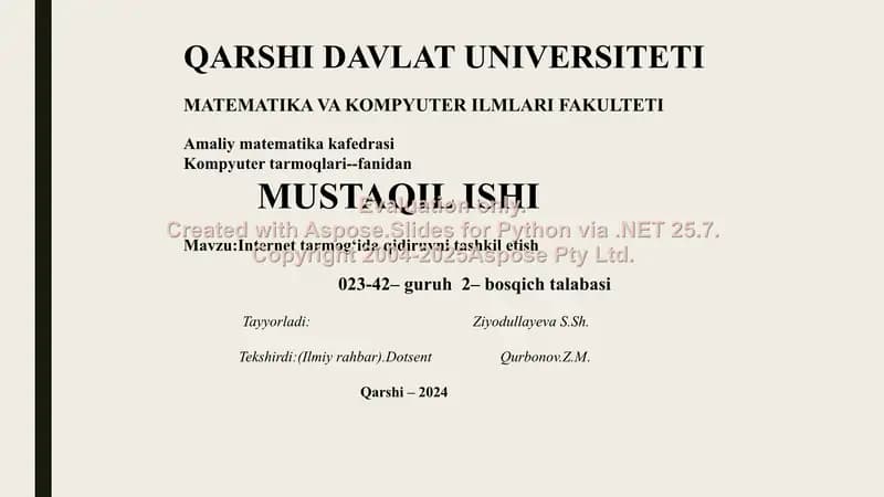 Internet tarmogʻida qidiruvni tashkil etish