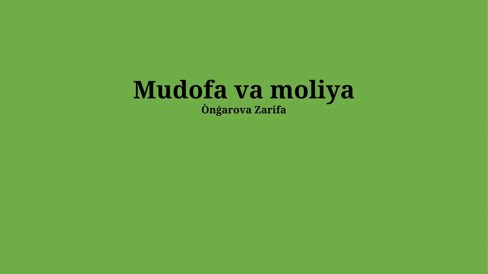 Mudofa va moliya