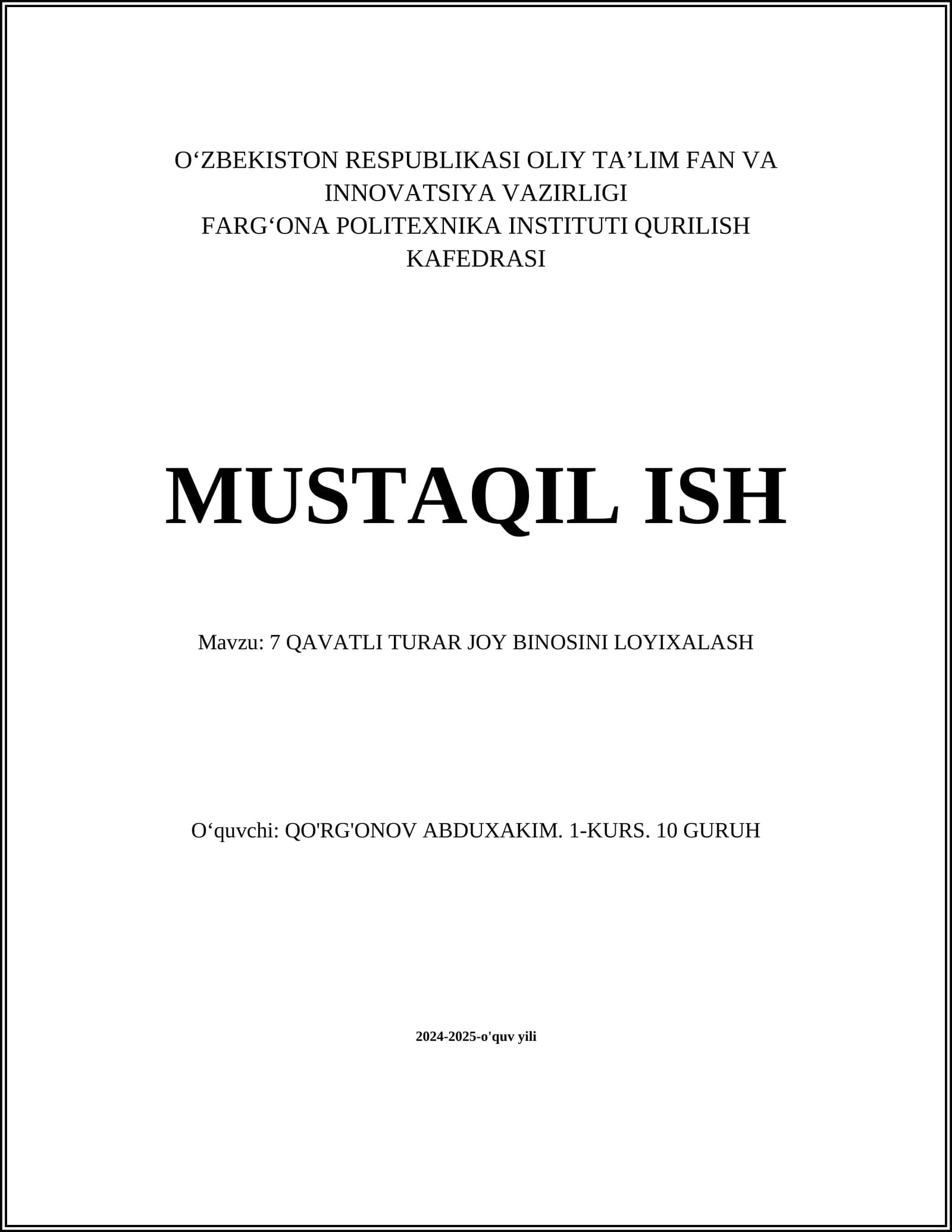 Bino joylashuvi