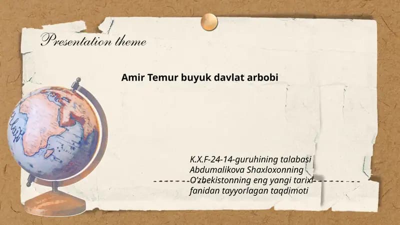 Amir Temur buyuk davlat arbobi