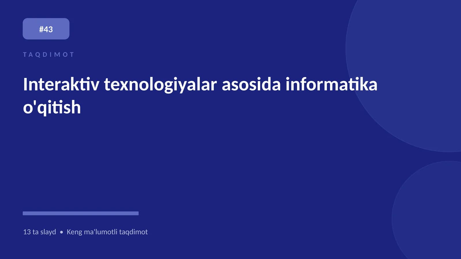 Interaktiv texnologiyalar asosida informatika o'qitish