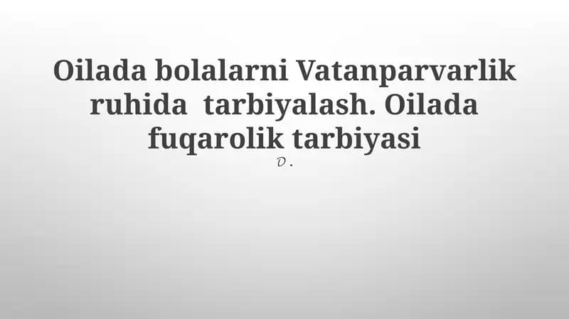 Fuqarolik va Vatanparvarlik Tarbiyasi