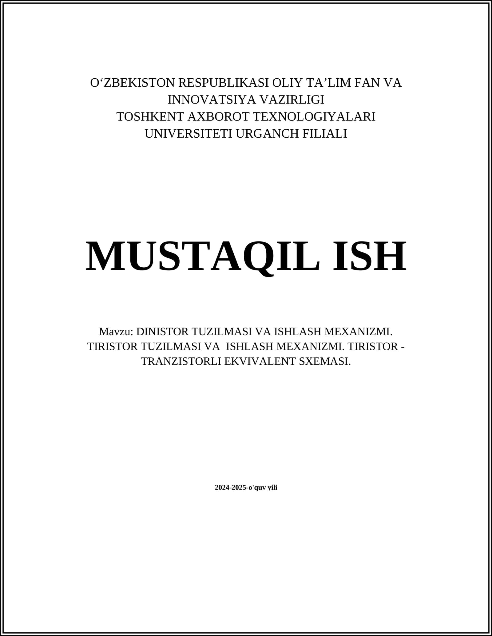 DINISTOR TUZILMASI VA ISHLASH MEXANIZMI