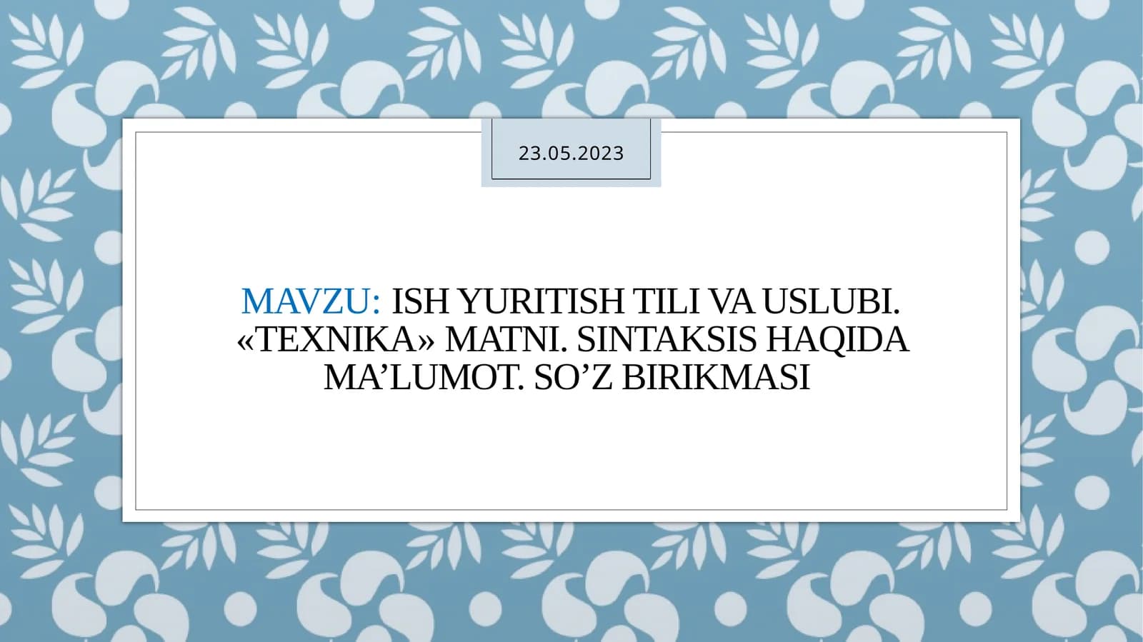 ishyuritishtili va uslubi