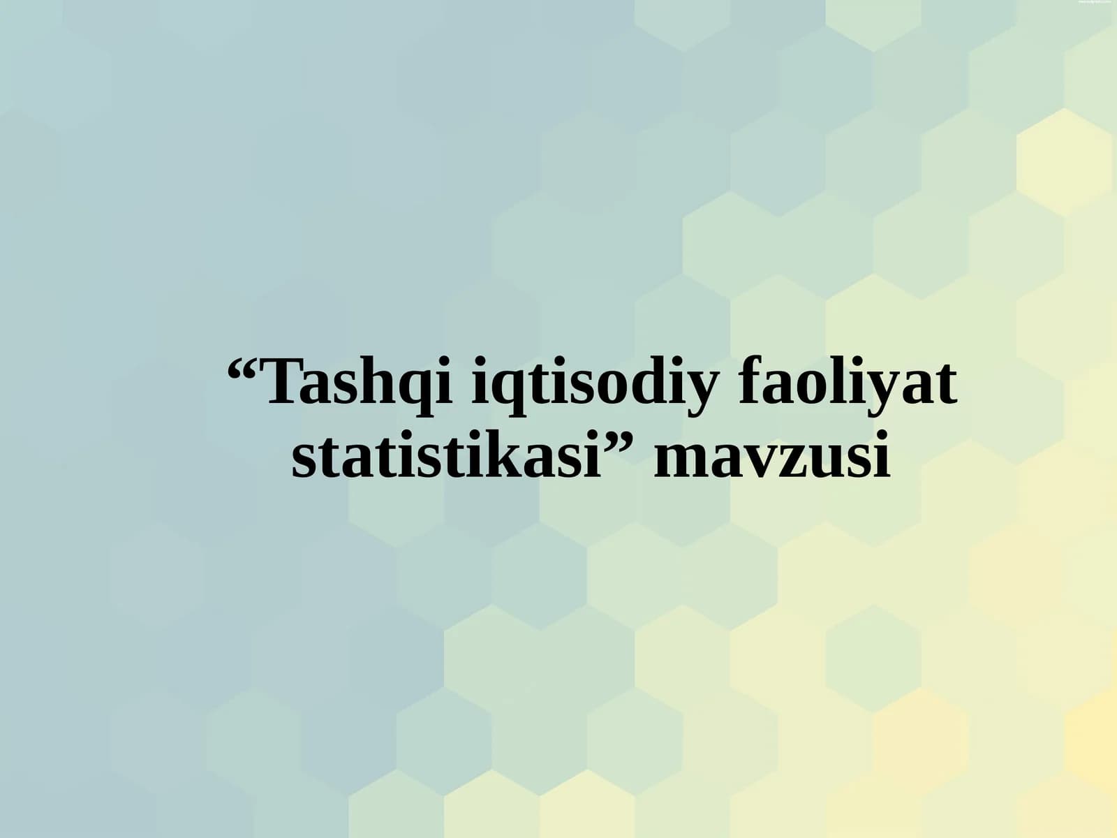 Tashqi iqtisodiy faoliyat statistikasi