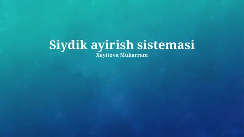 Siydik ayirish sistemasi