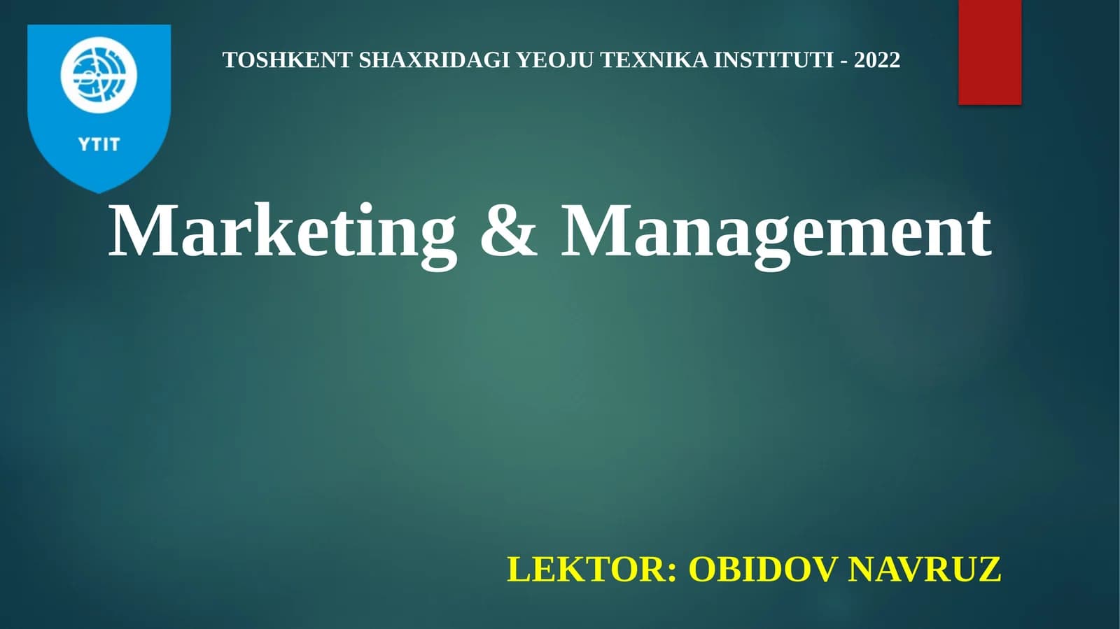 MARKETING ASOSLARIGA KIRISH