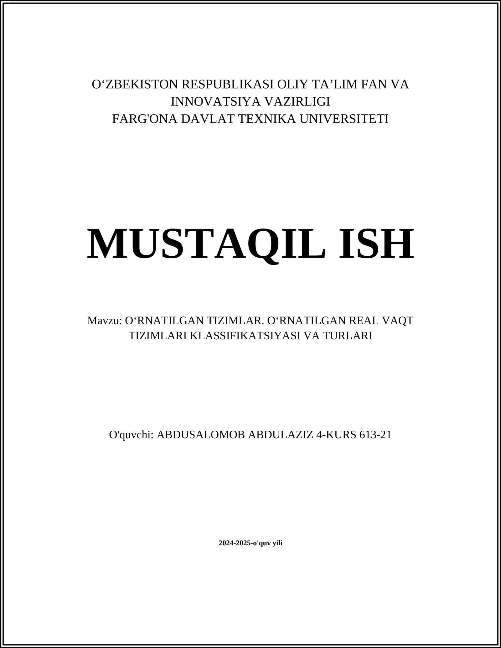 O‘rnatilgan tizimlar