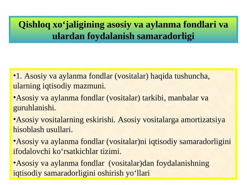 Asosiy va aylanma fondlar (vositalar)