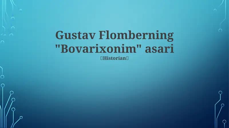 Gustav Flomberning "Bovarixonim" asari