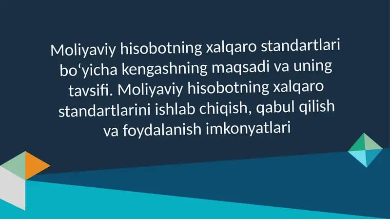 Moliyaviy Hisobotning Xalqaro Standartlari