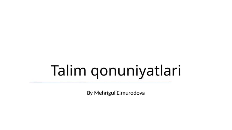 Talim qonuniyatlari