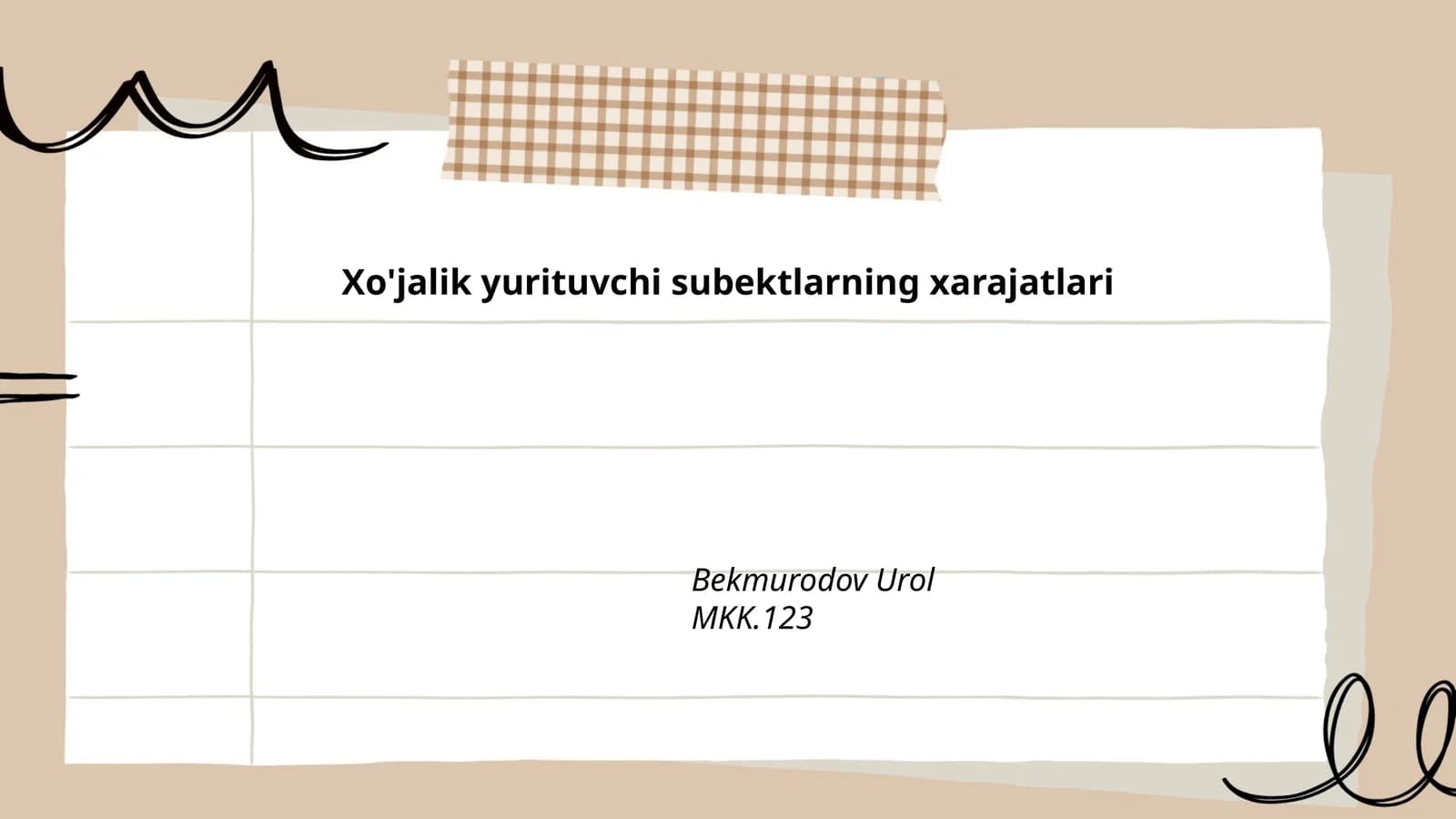 Xo'jalik yurituvchi subektlarning xarajatlari