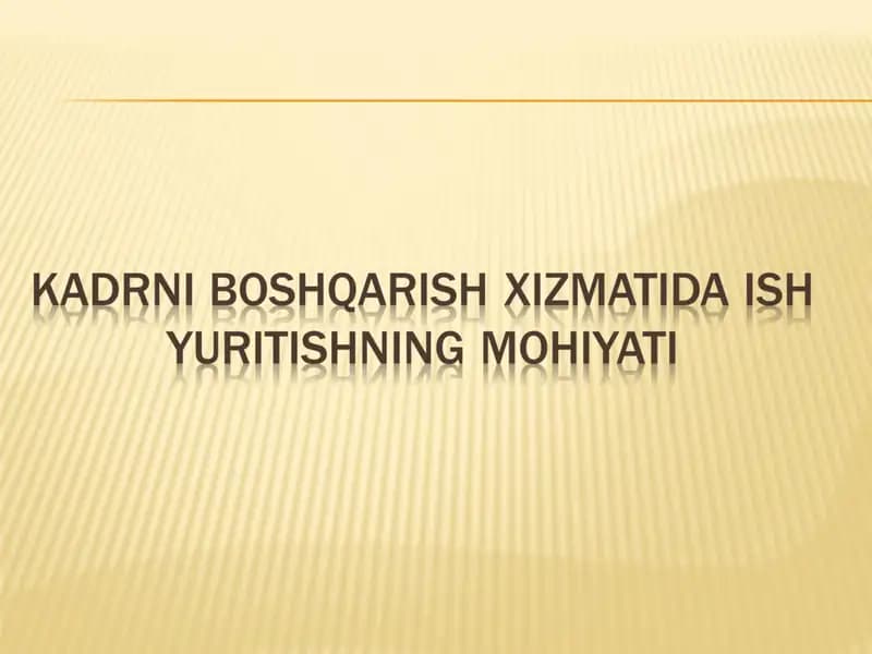 Personalni boshqarishning samaradorligi