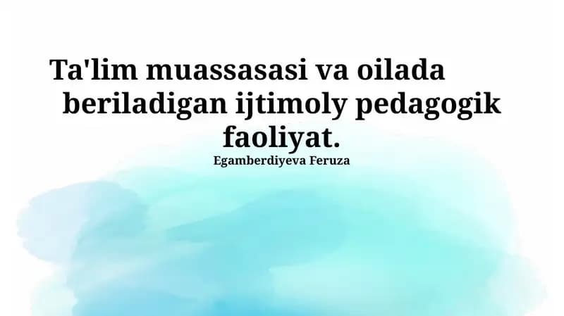 Ta'lim muassasasi va oilada