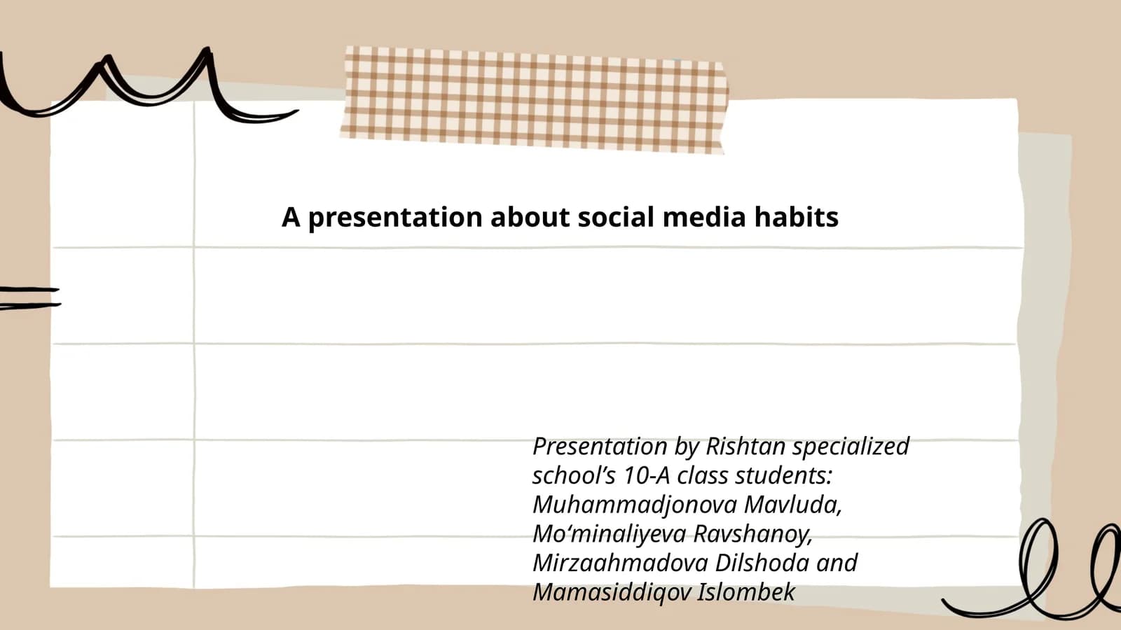 A presentation about social media habits