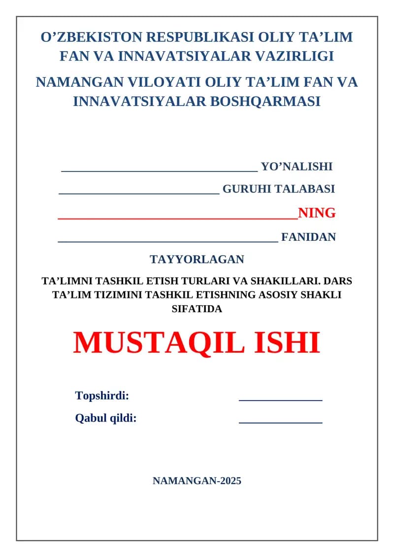Ta’limni tashkil etish