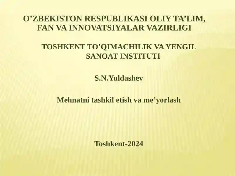 Mehnatni ta'shkil etish jarayoni