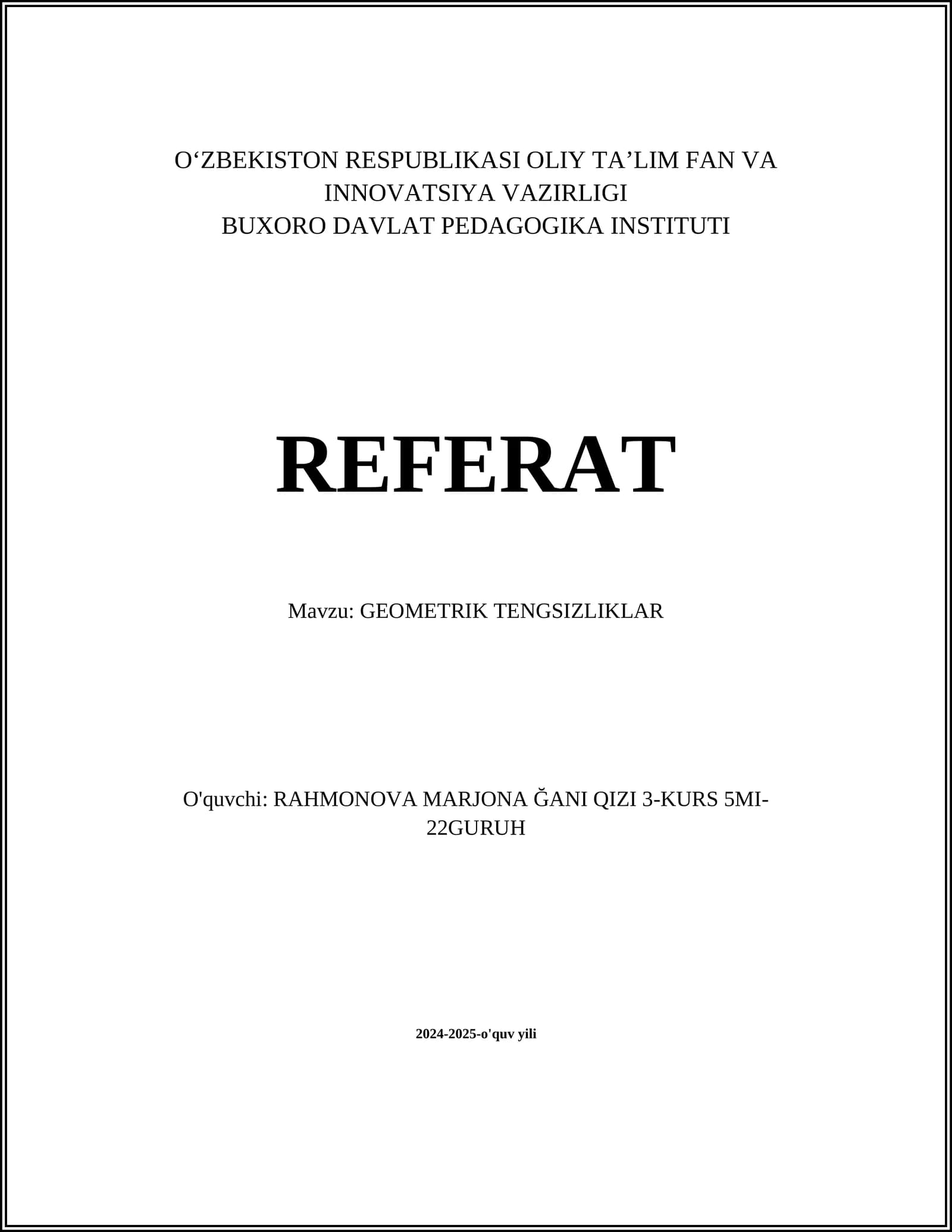 GEOMETRIK TENGSIZLIKLAR