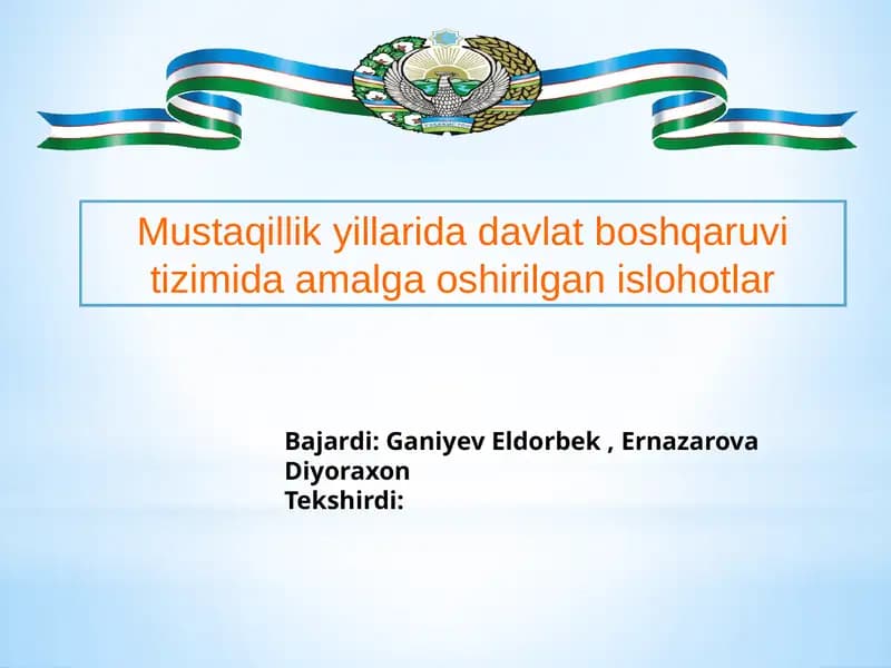 O'zbekistonning o'ziga xos taraqqiyot yo'llari