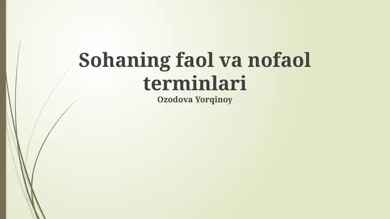 Sohaning faol va nofaol terminlari