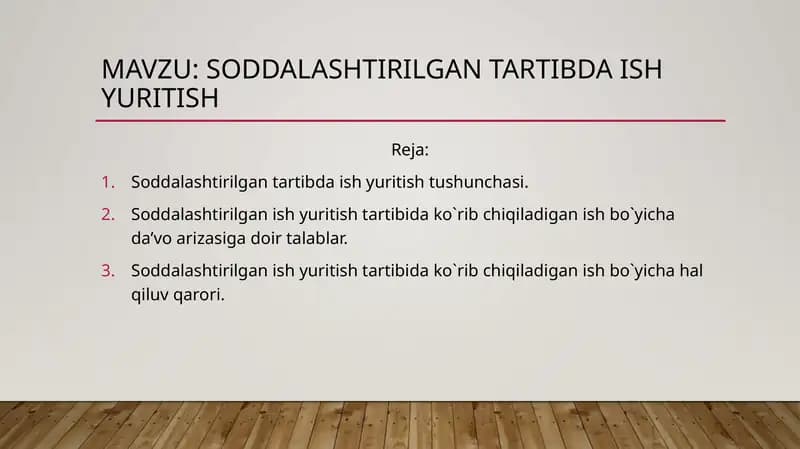 Soddalashtirilgan tartibda ish yuritish