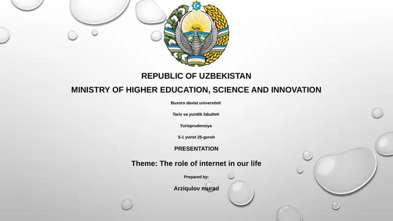 Mavzu: Internetning hayotdagi roli
