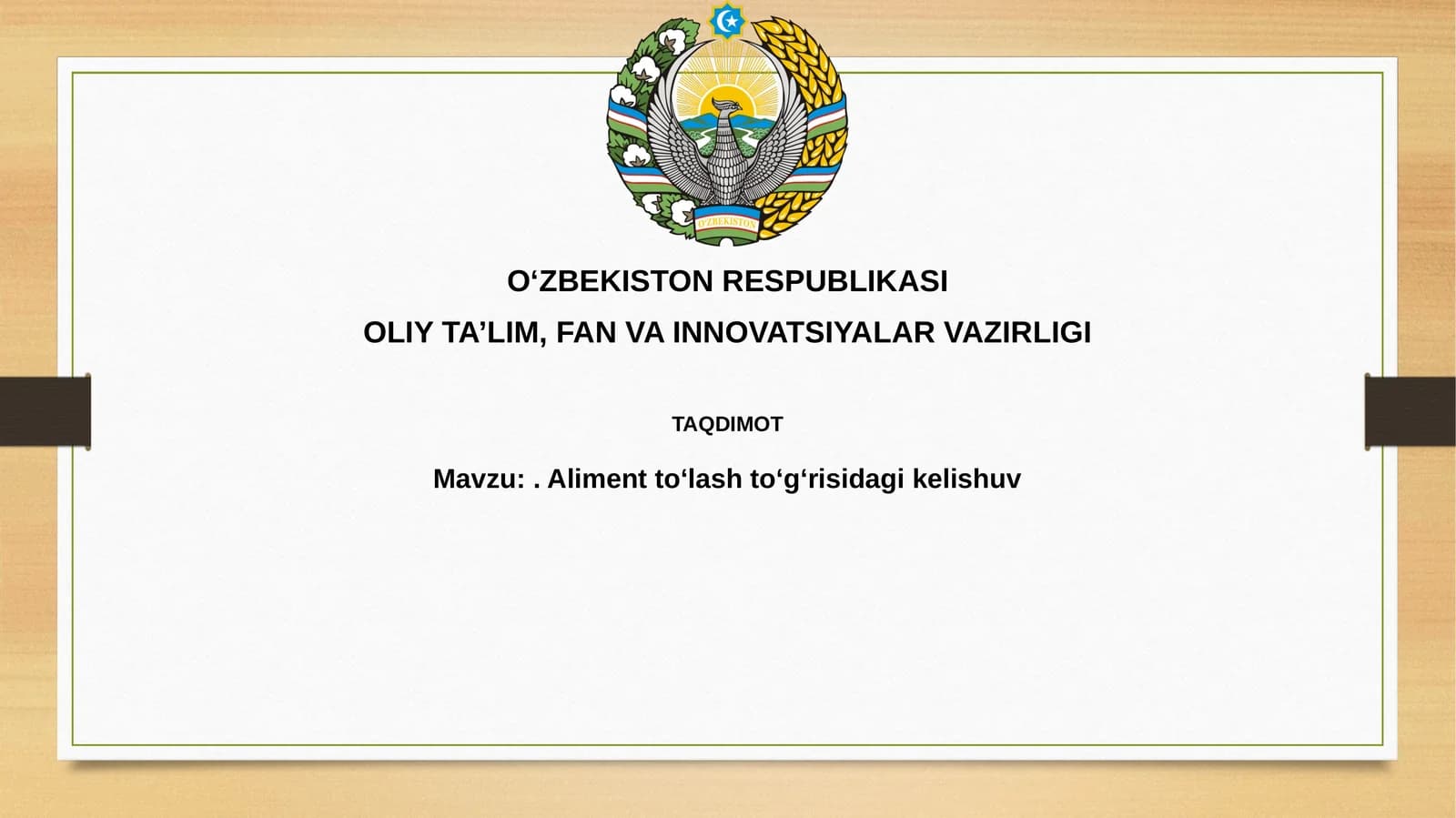 Aliment to'lash majburiyatlari va miqdori