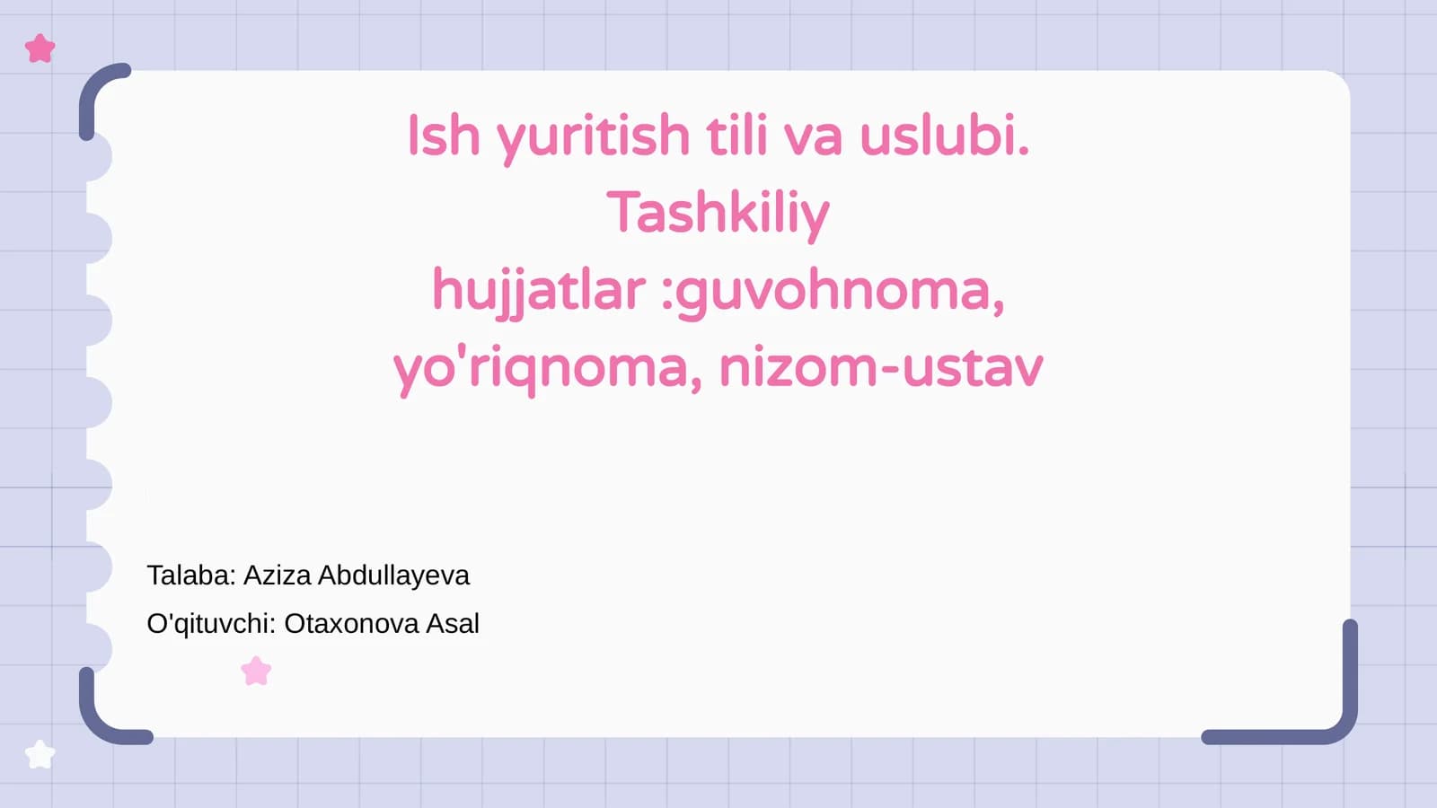Ish yuritish tili va uslubi