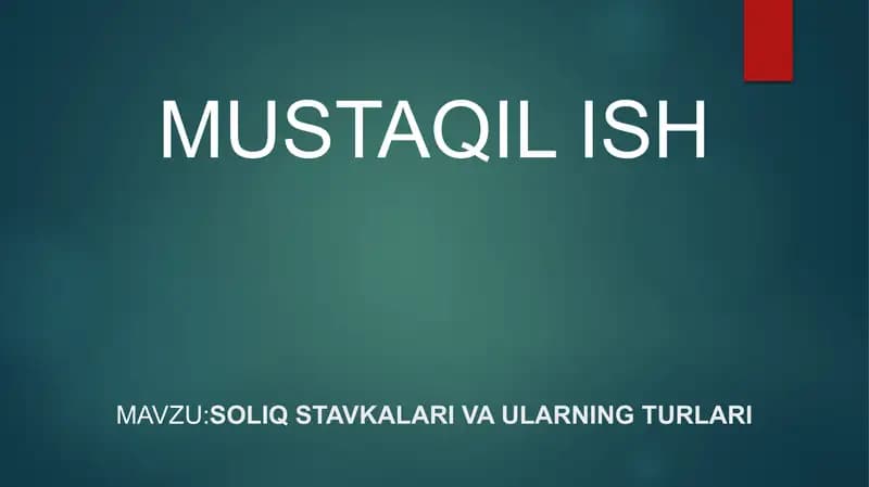 Soliq stavkalari va ularning turlari