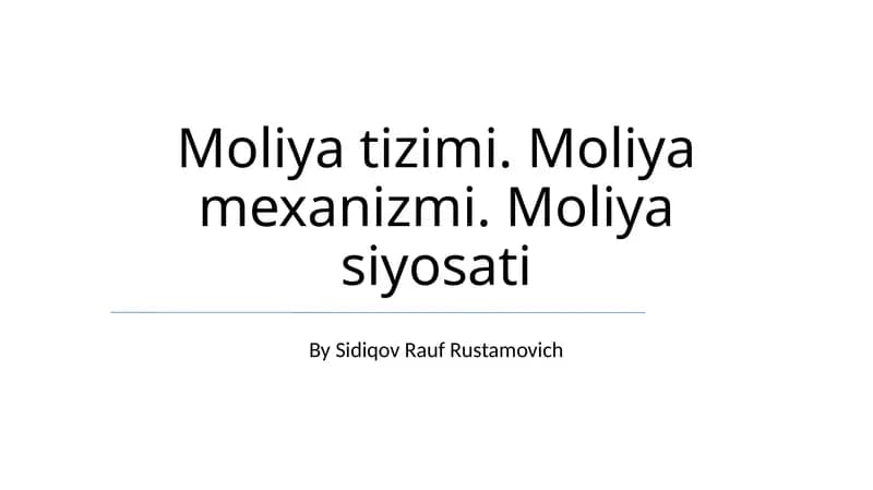 Moliya tizimi